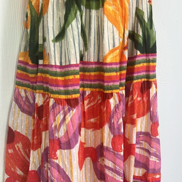 House Of Harlow 1960 - Tropical Fruit Colorful Stripes And Design Maxi Dress LG - Picture 6 of 12
